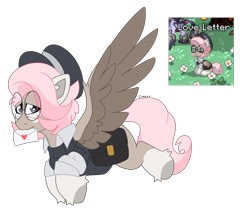 Size: 6304x5308 | Tagged: safe, artist:crazysketch101, imported from derpibooru, oc, oc only, oc:love letter, pegasus, pony, pony town, backpack, bags, clothes, flying, glasses, mail, pegasus oc, round glasses, simple background, solo, transparent background