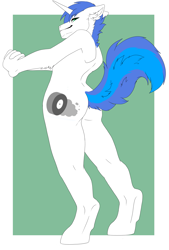 Size: 2761x4096 | Tagged: safe, artist:wolfyakugaa, imported from derpibooru, oc, oc:shifting gear, anthro, unicorn, ass, butt, multicolored tail, nudity, simple background, solo, tail