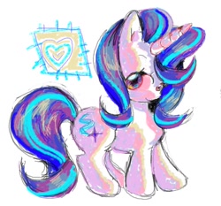 Size: 907x846 | Tagged: safe, artist:f1sh1es, imported from derpibooru, starlight glimmer, pony, unicorn, heart, looking at you, side view, simple background, smiling, solo, standing, white background