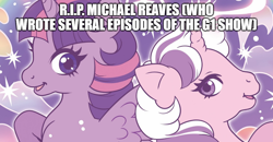 Size: 960x500 | Tagged: safe, edit, imported from derpibooru, twilight, twilight sparkle, alicorn, pony, unicorn, g1, in memoriam, michael reaves, rest in peace, twilight sparkle (alicorn)
