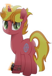 Size: 7731x11197 | Tagged: safe, artist:lincolnbrewsterfan, imported from derpibooru, oc, oc:fire brander, bat pony, bat pony unicorn, hybrid, unicorn, wingless bat pony, fallout equestria, fallout equestria: murky number seven, rainbow roadtrip, .svg available, absurd resolution, alternate cutie mark, aura, belt buckle, both cutie marks, butt, circle, colored pupils, convex, cute, cute little fangs, description is relevant, fallout equestria oc, fanfic art, fangs, former villain, glowing, glowing horn, green eyes, headcanon in the description, highlights, horn, inkscape, looking at you, magic, magic aura, male, missing accessory, movie accurate, ocbetes, orange mane, orange tail, pipbuck, plot, preview, rear view, reformed, shading, simple background, slit pupils, smiling, smiling at you, solo, stallion, stars, strap, striped mane, striped tail, svg, tail, telekinesis, three quarter view, transparent background, two toned mane, two toned tail, unicorn oc, vector, wingless, yellow mane, yellow tail