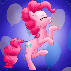 Size: 2160x2160 | Tagged: safe, artist:stellardust, imported from derpibooru, pinkie pie, earth pony, pony, ear fluff, eyes closed, female, high res, mare, rearing, smiling, solo