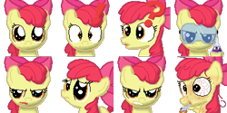 Size: 384x192 | Tagged: safe, artist:scootaloormayfly, imported from derpibooru, apple bloom, earth pony, pony, adorabloom, bloodshot eyes, bow, cute, drug use, drugs, exclamation point, goggles, meth, multeity, picture for breezies, pixel art, potion, question mark, rpg maker, simple background, skull, solo, sprite, transparent background