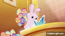 Size: 480x270 | Tagged: safe, imported from derpibooru, screencap, rabbit, spoiler:g5, spoiler:my little pony: tell your tale, spoiler:tyts01e48, animal, animated, bathroom, easter egg, g5, makeagif.com, my little pony: tell your tale, the hunt for eggmund bunny, toilet