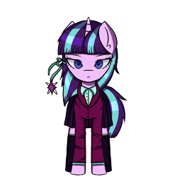 Size: 1000x1000 | Tagged: safe, artist:menalia, imported from derpibooru, starlight glimmer, pony, unicorn, boots, clothes, danganronpa, female, horn, looking at you, mare, shirt, shoes, simple background, skirt, solo, sprite, style emulation, transparent background