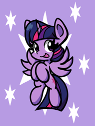 Size: 912x1199 | Tagged: safe, artist:derp pone, imported from derpibooru, twilight sparkle, alicorn, pony, cute, flying, purple background, simple background, solo, twilight sparkle (alicorn)