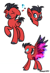 Size: 1024x1505 | Tagged: safe, artist:princessfaeron, imported from derpibooru, oc, oc only, oc:crimson wing, pegasus, pony, colored wings, male, pegasus oc, simple background, solo, stallion, two toned wings, white background, wings