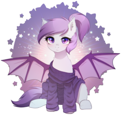 Size: 2223x2112 | Tagged: safe, alternate version, artist:avrameow, imported from derpibooru, part of a set, oc, oc only, bat pony, pony, alternate character, bat pony oc, clothes, commission, oversized clothes, simple background, solo, sweater, transparent background, ych result