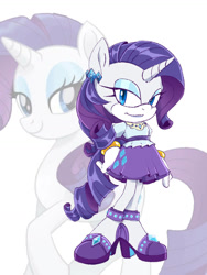 Size: 774x1032 | Tagged: safe, artist:kanayanga, imported from derpibooru, part of a set, rarity, anthro, unicorn, bracelet, ear piercing, hand on hip, jewelry, looking at you, mobian, piercing, smiling, smiling at you, sonic the hedgehog (series), sonicified