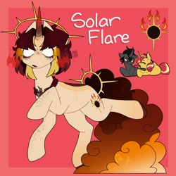 Size: 2000x2000 | Tagged: safe, artist:orionofthestars, imported from derpibooru, king sombra, sunset shimmer, oc, oc:solar flare, pony, unicorn, alicorn amulet, crack shipping, female, glowing, glowing eyes, horn, male, offspring, parent:king sombra, parent:sunset shimmer, parents:sombrashimmer, shipping, sombrashimmer, straight, trio, unicorn oc