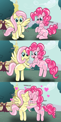 Size: 4096x8059 | Tagged: safe, artist:usadude, imported from derpibooru, fluttershy, pinkie pie, original species, pegasus, pony, rubber pony, high res, latex, rubber, shiny, squeak, squeaky