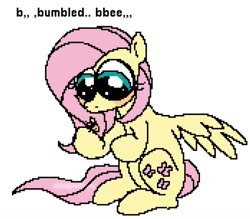 Size: 1117x977 | Tagged: safe, artist:bloodyfeatherz, imported from derpibooru, fluttershy, bee, insect, pegasus, pony, blushing, bumblebee, cute, female, looking at someone, mare, shyabetes, simple background, text, white background