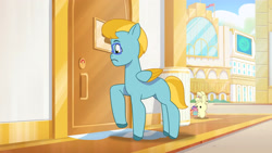 Size: 3072x1727 | Tagged: safe, imported from derpibooru, screencap, pegasus, pony, rabbit, spoiler:g5, spoiler:my little pony: tell your tale, spoiler:tyts01e48, animal, easter egg, folded wings, frown, g5, male, my little pony: tell your tale, raised hoof, solo, stallion, tail, the hunt for eggmund bunny, unnamed character, unnamed pony, wings