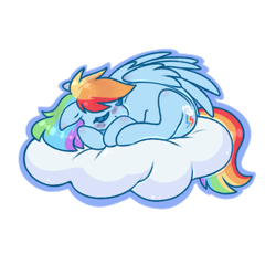 Size: 500x500 | Tagged: safe, artist:purplegrim40, imported from derpibooru, rainbow dash, pegasus, pony, cloud, female, mare, on a cloud, simple background, sleeping, solo, transparent background