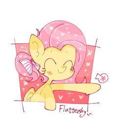 Size: 1080x1080 | Tagged: safe, artist:飘菌碍函数, imported from derpibooru, fluttershy, pegasus, pony, blushing, cute, eyes closed, female, mare, shyabetes, simple background, solo, white background