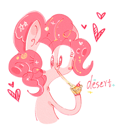 Size: 1080x1080 | Tagged: safe, artist:飘菌碍函数, imported from derpibooru, pinkie pie, earth pony, pony, dessert, female, heart, mare, simple background, solo, text, white background