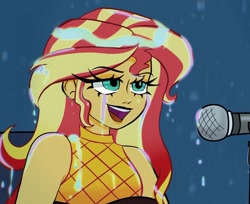 Size: 1440x1177 | Tagged: safe, artist:indigohatetrain, imported from derpibooru, sunset shimmer, human, equestria girls, equestria girls series, let it rain, spoiler:eqg series (season 2), female, microphone, solo