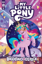 Size: 2063x3131 | Tagged: safe, artist:nicoletta baldari, idw, imported from derpibooru, izzy moonbow, pony, unicorn, spoiler:comic, spoiler:g5comic, bridlewoodstock, comic cover, female, g5, high res, mare, my little pony logo, official, official comic