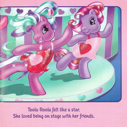 Size: 2350x2350 | Tagged: safe, artist:lyn fletcher, imported from derpibooru, toola roola, twinkle twirl, earth pony, pony, bipedal, clothes, dancing, dress, duo, female, g3, mare, pony pop stars, scan
