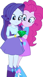 Size: 364x649 | Tagged: safe, edit, edited screencap, editor:incredibubbleirishguy, imported from derpibooru, screencap, pinkie pie, rarity, human, equestria girls, perfect day for fun, background removed, chaos emerald, duo, duo female, emerald, female, green, simple background, sonic the hedgehog (series), transparent background