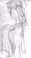 Size: 1779x3314 | Tagged: safe, artist:styroponyworks, imported from derpibooru, applejack, butt, plot, sketch, solo, traditional art