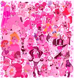 Size: 1949x2048 | Tagged: safe, artist:honwowo, imported from derpibooru, pinkie pie, anthro, arachnid, bat, bear, bird, chicken, demon, earth pony, fox, hedgehog, human, inkling, jigglypuff, panther, pony, rabbit, robot, spider, starfish, succubus, undead, vampire, adventure time, ami onuki, among us, amy rose, angel dust (hazbin hotel), animal, animatronic, anime, baroness von bon bon, bonnie (fnaf), boots, bowtie, breasts, callie, cartoon network, chaos emerald, chica, cleavage, clothes, color collage, cookie run, cotton candy cookie, crossover, crown, cuphead, draculaura, dress, ear piercing, earring, eyeshadow, five nights at freddy's, five nights at freddy's: sister location, funtime chica, funtime foxy, funtime freddy, gem, giggles, hand puppet, happy tree friends, hat, hazbin hotel, headset, headset mic, heart, heart eyes, hello kitty, helluva boss, hi hi puffy ami yumi, jelly jamm, jewelry, kirby, kirby (series), las leyendas, letter, madoka kaname, magical girl, makeup, mettaton, miss heed, mommy long legs, monster high, my melody, necktie, nickelodeon, nintendo, one eye closed, patrick star, pearl (splatoon 2), piercing, pigtails, pink, pink panther, pointed teeth, pokémon, poppy playtime, princess bubblegum, princess peach, puella magi madoka magica, puffball, regalia, rita, rose quartz (steven universe), rouge the bat, sanrio, sega, shoes, skirt, sonic the hedgehog (series), spider demon, spinel (steven universe), splatoon, splatoon 2, spongebob squarepants, steven universe, strawberry shortcake, strawberry shortcake (character), striped stockings, super mario bros., teodora villavicencio, the pink panther, tiara, toadette, too much pink energy is dangerous, twintails, undertale, verosika mayday, vocaloid, wall of tags, wingding eyes, wink