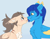 Size: 1986x1562 | Tagged: safe, artist:dorkmark, artist:helmie-art, imported from derpibooru, oc, oc only, oc:dima, oc:helmie, pegasus, pony, blushing, boop, bust, chest fluff, ear fluff, female, folded wings, male, mare, noseboop, pale belly, ponytail, portrait, shipping, stallion, tongue out, two toned wings, wings