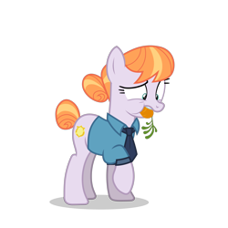 Size: 5500x5500 | Tagged: safe, alternate version, artist:gypsykumquat, imported from derpibooru, copper top, earth pony, pony, the gift of the maud pie, .svg available, absurd resolution, carrot, clothes, female, food, inkscape, looking down, mare, necktie, police, police officer, police pony, police uniform, raised hoof, show accurate, simple background, solo, stuffed, transparent background, vector