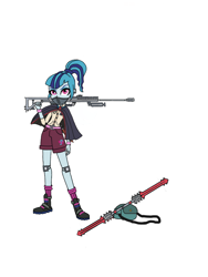 Size: 1536x2048 | Tagged: safe, artist:长风非乘风, imported from derpibooru, sonata dusk, human, equestria girls, gun, simple background, solo, weapon, white background