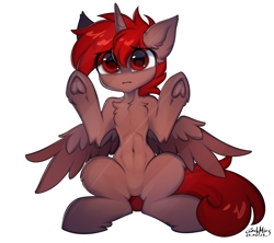 Size: 2392x2124 | Tagged: safe, artist:gicme, imported from derpibooru, oc, oc only, oc:hardy, alicorn, pony, alicorn oc, belly, belly button, belly fluff, chest fluff, concave belly, ear fluff, eye clipping through hair, featureless crotch, fluffy, frog (hoof), glass, horn, leg fluff, looking at you, male, pleading, ribcage, simple background, slim, solo, spread wings, stallion, sternocleidomastoid, thin, underhoof, white background, wings