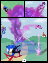 Size: 7500x10000 | Tagged: safe, artist:chedx, imported from derpibooru, twilight sparkle, alicorn, anthro, hedgehog, comic:learning with pibby glitch battles, comic, commission, fanfic, multiverse, sonic the hedgehog, sonic the hedgehog (series), twilight sparkle (alicorn)