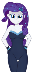 Size: 1909x4096 | Tagged: safe, artist:danielitamlp, imported from derpibooru, rarity, human, equestria girls, equestria girls series, the other side, breasts, busty rarity, eyebrows, eyeshadow, female, hand on hip, high res, legs together, looking at you, makeup, simple background, smiling, smiling at you, smirk, solo, transparent background, unitard