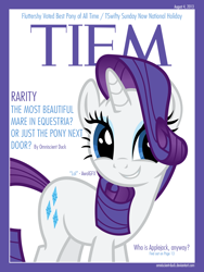 Size: 1200x1600 | Tagged: safe, artist:omniscient-duck, artist:shadyhorseman, imported from derpibooru, rarity, pony, unicorn, cute, female, implied applejack, implied fluttershy, magazine, mare, solo