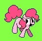 Size: 84x83 | Tagged: safe, artist:gravity1037, imported from derpibooru, pinkie pie, animated, funko pop!, green background, pixel art, pizza tower, simple background, solo, taunt