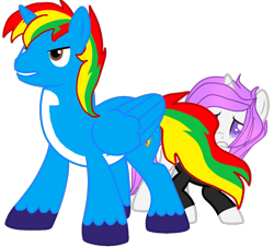 Size: 1280x1156 | Tagged: safe, artist:shield-wing1996, imported from derpibooru, oc, oc:shield wing, alicorn, pony, female, male, multicolored hair, protecting, simple background, transparent background
