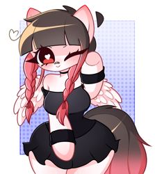 Size: 1438x1614 | Tagged: safe, artist:arwencuack, imported from derpibooru, oc, oc:arwencuack, anthro, pegasus, goth, gothic, heart, heart eyes, smiling, solo, thicc thighs, wingding eyes