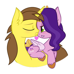 Size: 1920x1920 | Tagged: safe, artist:grapefruit-face, imported from derpibooru, pipp petals, oc, oc:grapefruit face, pegasus, pony, unicorn, base used, canon x oc, duo, eyes closed, female, g5, grapepipp, kissing, lidded eyes, male, nose kiss, nose to nose, nuzzling, shipping, simple background, sitting on person, sitting on pony, straight, transparent background