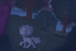 Size: 1075x725 | Tagged: safe, anonymous artist, imported from derpibooru, pony, unicorn, series:misty pov, female, forest, g5, mare, misty brightdawn, rain, running, solo