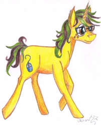 Size: 2682x3343 | Tagged: safe, artist:cahandariella, imported from derpibooru, oc, oc only, oc:macter, pony, unicorn, gift art, glasses, male, simple background, solo, traditional art, white background