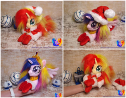 Size: 2560x2000 | Tagged: safe, artist:1stastrastudio, imported from derpibooru, princess cadance, sunset shimmer, pony, christmas, hat, holiday, irl, photo, plushie, santa hat