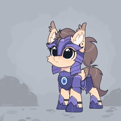 Size: 1630x1630 | Tagged: safe, artist:dorkmark, imported from derpibooru, oc, oc only, oc:dima, pegasus, pony, armor, chibi, ear fluff, female, folded wings, guard, guardsmare, helmet, hoof shoes, mare, night guard, royal guard, smol, solo, two toned wings, wings