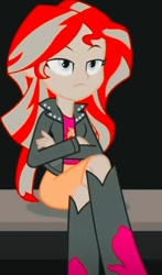 Size: 612x1038 | Tagged: safe, edit, edited screencap, imported from derpibooru, screencap, sunset shimmer, human, equestria girls, equestria girls series, rainbow rocks, black background, cute, female, goddess, red, simple background, solo, sunset