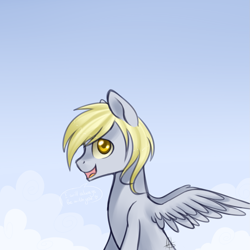 Size: 1275x1275 | Tagged: safe, artist:ghst-qn, imported from derpibooru, derpy hooves, pegasus, pony, colored pupils, dopey hooves, profile, rule 63, side view, smiling, solo