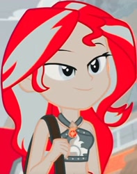 Size: 612x775 | Tagged: safe, edit, edited screencap, imported from derpibooru, screencap, sunset shimmer, human, equestria girls, equestria girls series, forgotten friendship, beach, clothes, cropped, cute, eye, eyes, female, solo, suit