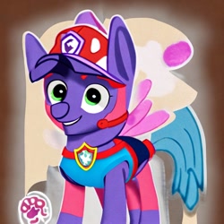 Size: 768x768 | Tagged: safe, imported from derpibooru, twilight sparkle, dog, pony, 3d, ai content, ai generated, crossover, fusion, generator:stable diffusion, looking at you, paw patrol, wat, what has science done