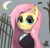 Size: 1000x952 | Tagged: safe, artist:inkypuso, imported from derpibooru, fluttershy, bat, pegasus, pony, rabbit, animal, bust, clothes, crescent moon, ear piercing, earring, eyeshadow, female, fence, fluttergoth, goth, jewelry, lidded eyes, looking at you, makeup, mare, moon, night, piercing, solo