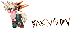 Size: 1820x774 | Tagged: safe, artist:harmonicdreemur1308, imported from derpibooru, earth pony, pony, anime, clothes, katsuki bakugou, male, mask, my hero academia, old art, ponified, simple background, solo, stallion, white background