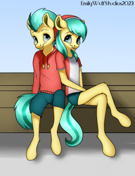Size: 5000x6500 | Tagged: safe, artist:emilywulfstudios, imported from twibooru, barley barrel, pickle barrel, anthro, pegasus, unguligrade anthro, barrel twins, brother and sister, clothes, commission, female, image, male, paywall content, png, siblings, sitting, twins