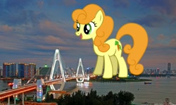 Size: 1275x758 | Tagged: safe, artist:voshia, edit, imported from derpibooru, carrot top, golden harvest, earth pony, pony, background pony, china, female, giant pony, giantess, haikou, highrise ponies, irl, macro, mare, photo, ponies in real life, solo