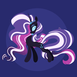 Size: 5000x5000 | Tagged: safe, artist:fizzlefer, imported from derpibooru, nightmare rarity, pony, unicorn, absurd resolution, ethereal mane, ethereal tail, female, hair over one eye, mare, profile, signature, simple background, solo, tail